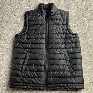 Jackson Hole Vest Mens Medium Black Quilted Puffer Full Zip Insulated Outdoor